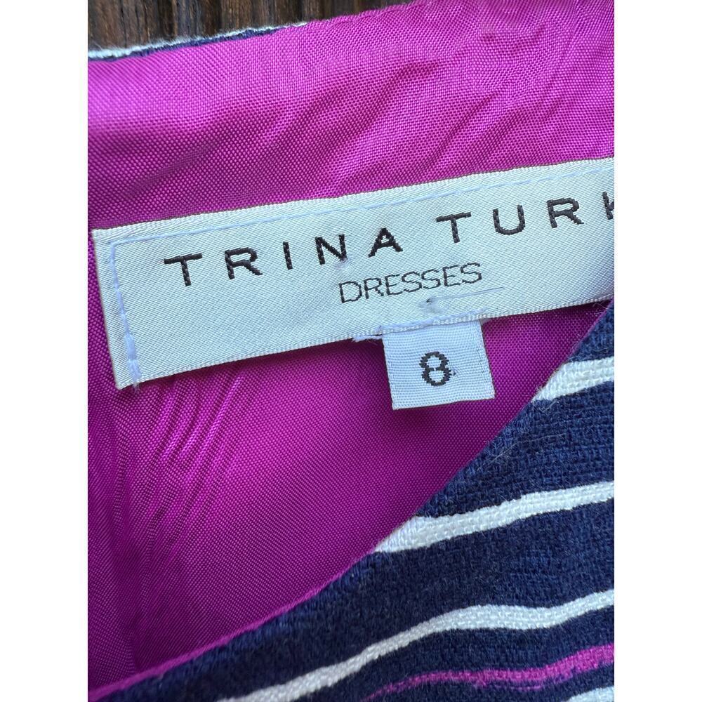 Trina Turk Sailor Stripe Sheath Dress Pink Navy White Size 8 - Picture 3 of 5